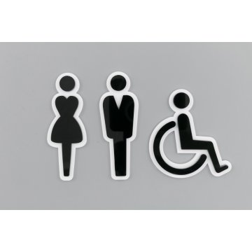 Piktogramme aus Plexiglas für Toiletten - Schwarz und Weiß Acryl - TT021