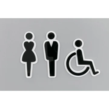 Piktogramme aus Plexiglas für Toiletten - Schwarz und Weiß Acryl - TT021