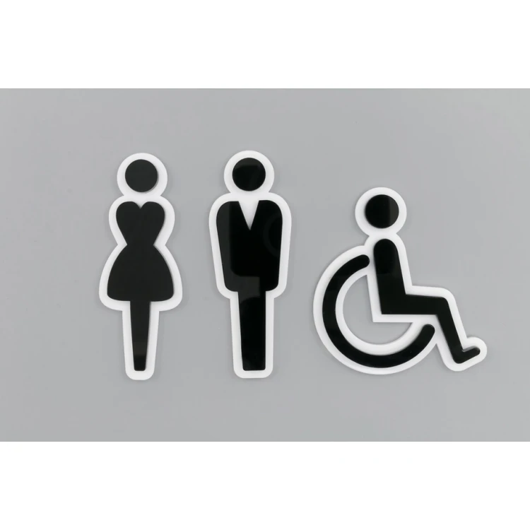 Piktogramme aus Plexiglas für Toiletten - Schwarz und Weiß Acryl - TT021