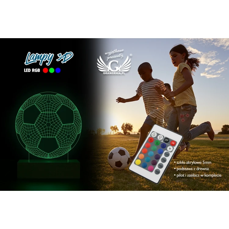 Fußball - 3D LED RGB Lampe mit Fernbedienung - L3D008