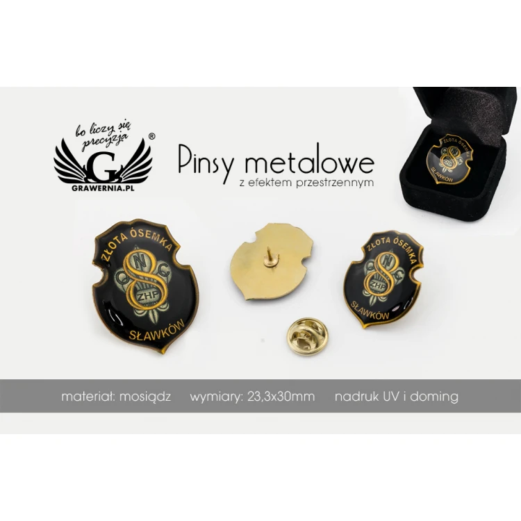 Messing Pins - gewölbtes 3D Doming - beliebiges Logo - PWD001