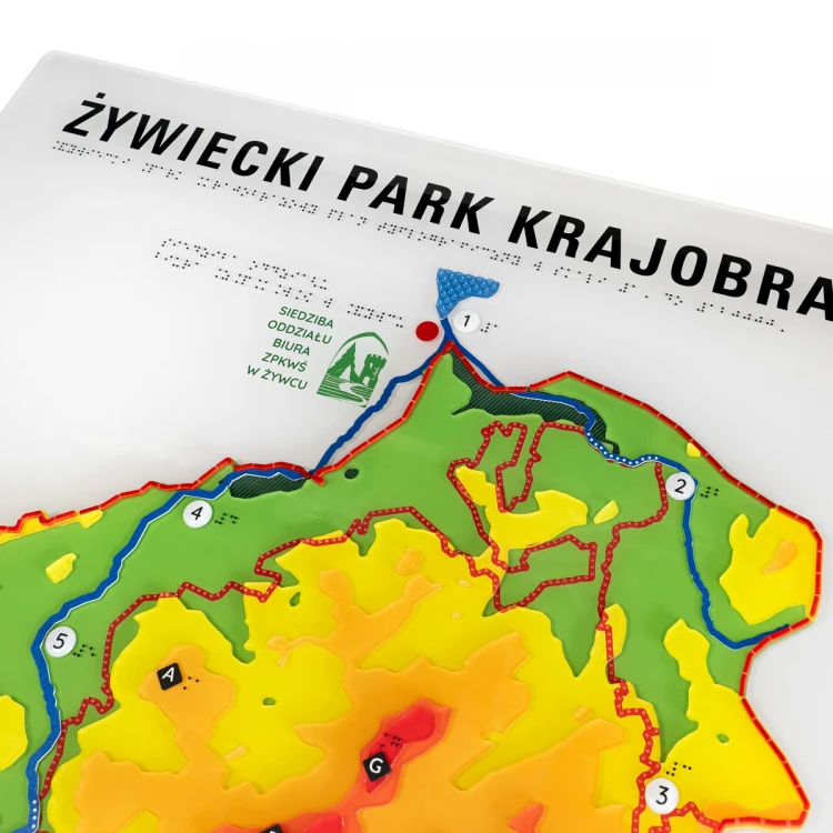 Tyflographische Karte des Landschaftsparks mit Braille-Schrift - Maße: 1100x700mm - TAB515