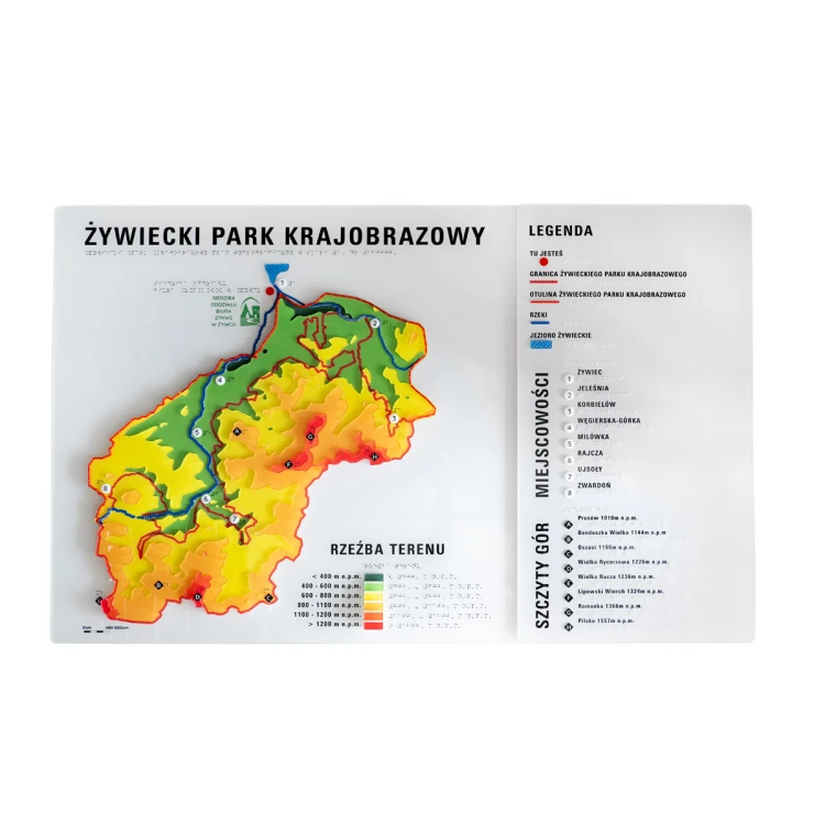Tyflographische Karte des Landschaftsparks mit Braille-Schrift - Maße: 1100x700mm - TAB515