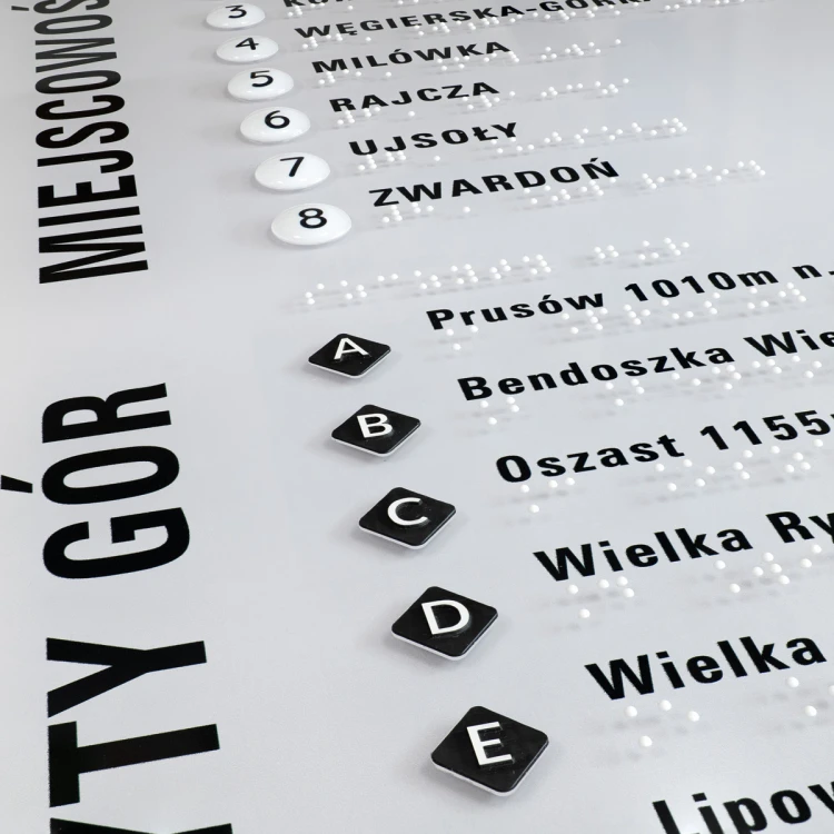Tyflographische Karte des Landschaftsparks mit Braille-Schrift - Maße: 1100x700mm - TAB515