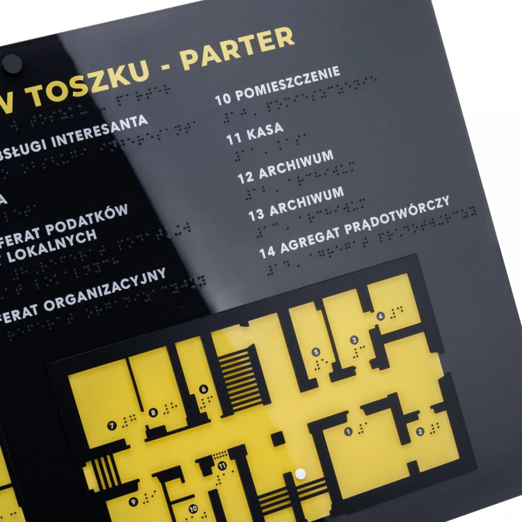 Tyflographischer Plan mit Braille-Schrift - Plexi und ADA - Maße: 615x400mm - TAB484