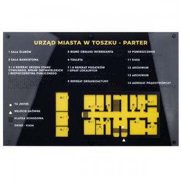 Tyflographischer Plan mit Braille-Schrift - Plexi und ADA - Maße: 615x400mm - TAB484