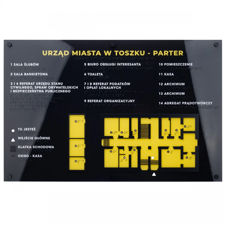 Tyflographischer Plan mit Braille-Schrift - Plexi und ADA - Maße: 615x400mm - TAB484