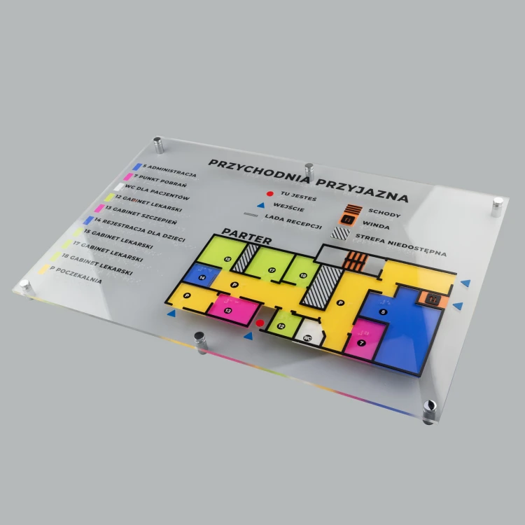 Tyflographischer Plan mit Braille-Schrift - Plexi und ADA - Abmessungen: 500x380mm - TAB518