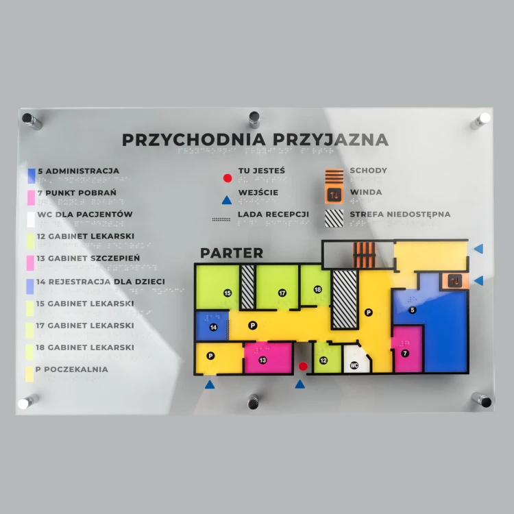 Tyflographischer Plan mit Braille-Schrift - Plexi und ADA - Abmessungen: 500x380mm - TAB518