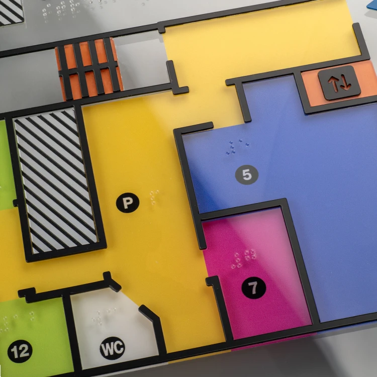 Tyflographischer Plan mit Braille-Schrift - Plexi und ADA - Abmessungen: 500x380mm - TAB518