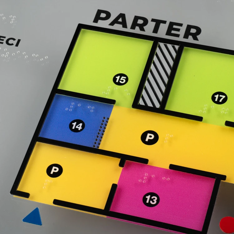 Tyflographischer Plan mit Braille-Schrift - Plexi und ADA - Abmessungen: 500x380mm - TAB518