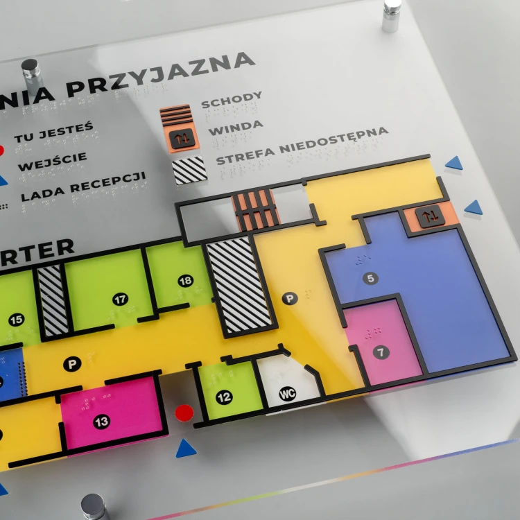 Tyflographischer Plan mit Braille-Schrift - Plexi und ADA - Abmessungen: 500x380mm - TAB518
