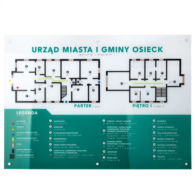 Tyflographischer Plan mit Braille-Schrift - Plexi und ADA - Abmessungen: 880x630mm - TAB533