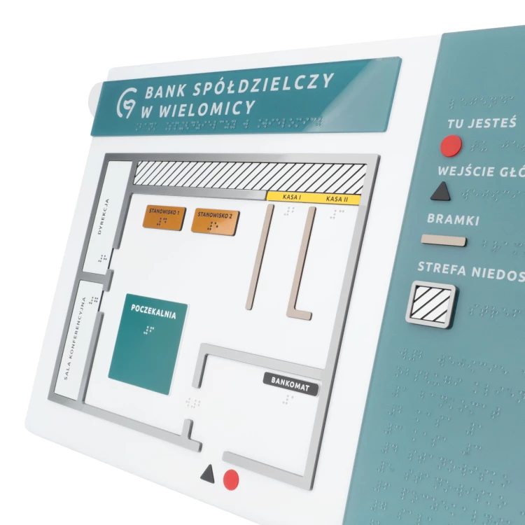 Typhlographischer Plan mit Braille-Schrift - Plexi, ADA und Laminat - Abmessungen: 560x295mm - TAB553