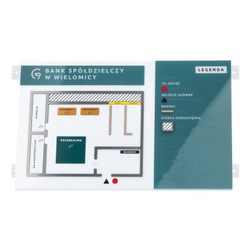 Typhlographischer Plan mit Braille-Schrift - Plexi, ADA und Laminat - Abmessungen: 560x295mm - TAB553