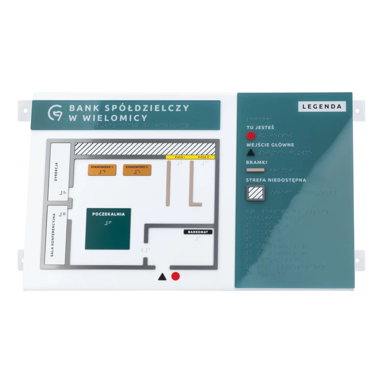 Typhlographischer Plan mit Braille-Schrift - Plexi, ADA und Laminat - Abmessungen: 560x295mm - TAB553