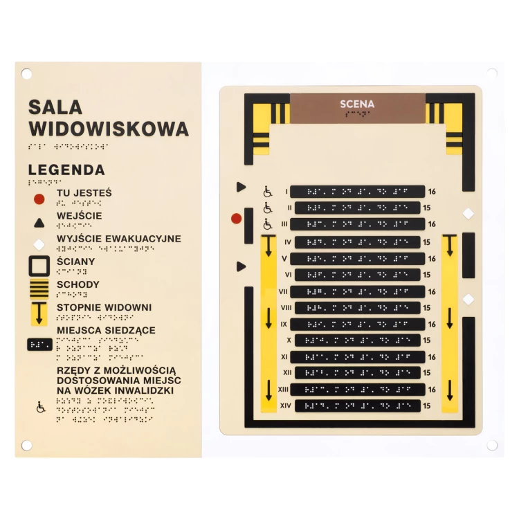 Fliesenplan mit Blindenschrift - ADA Kunststoff, Laminat und Acryl - Abmessung 550x445mm - TAB585