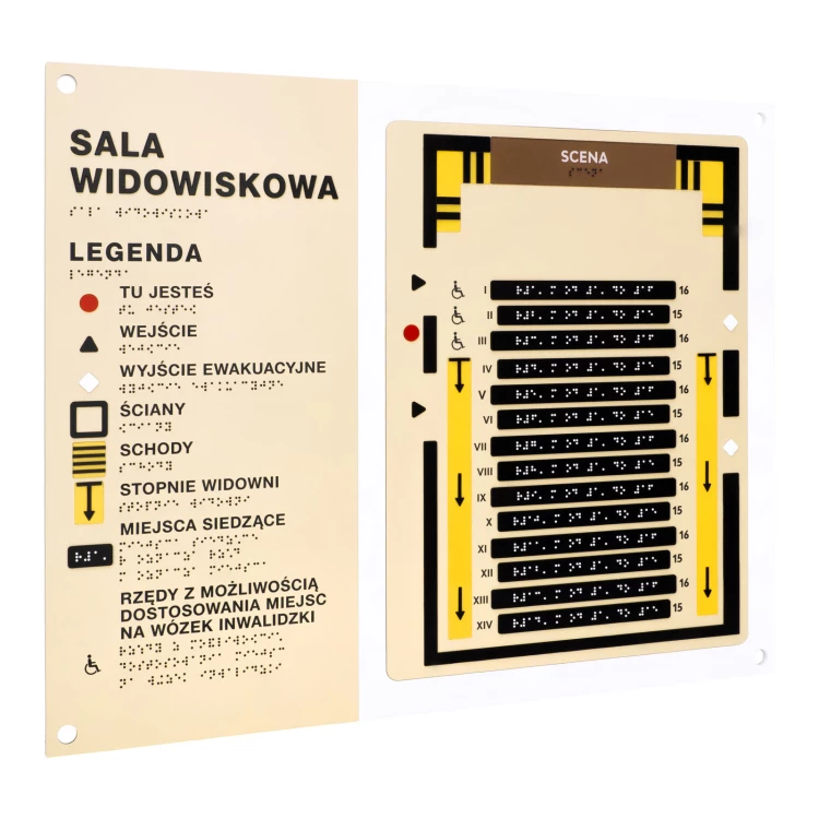 Fliesenplan mit Blindenschrift - ADA Kunststoff, Laminat und Acryl - Abmessung 550x445mm - TAB585