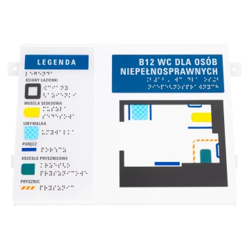 Blindenschriftplan mit Kachelschrift - ADA Material, Laminat und Acryl - Dimension 297x210mm - TAB586