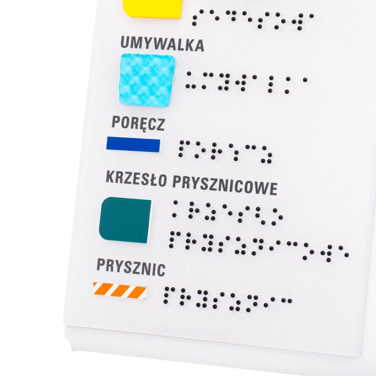 Blindenschriftplan mit Kachelschrift - ADA Material, Laminat und Acryl - Dimension 297x210mm - TAB586