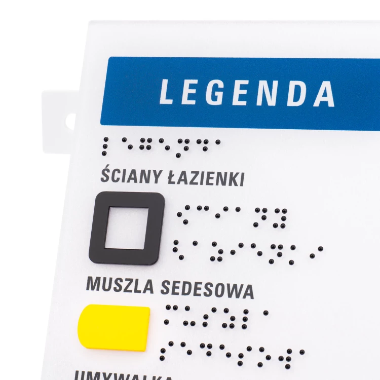 Blindenschriftplan mit Kachelschrift - ADA Material, Laminat und Acryl - Dimension 297x210mm - TAB586
