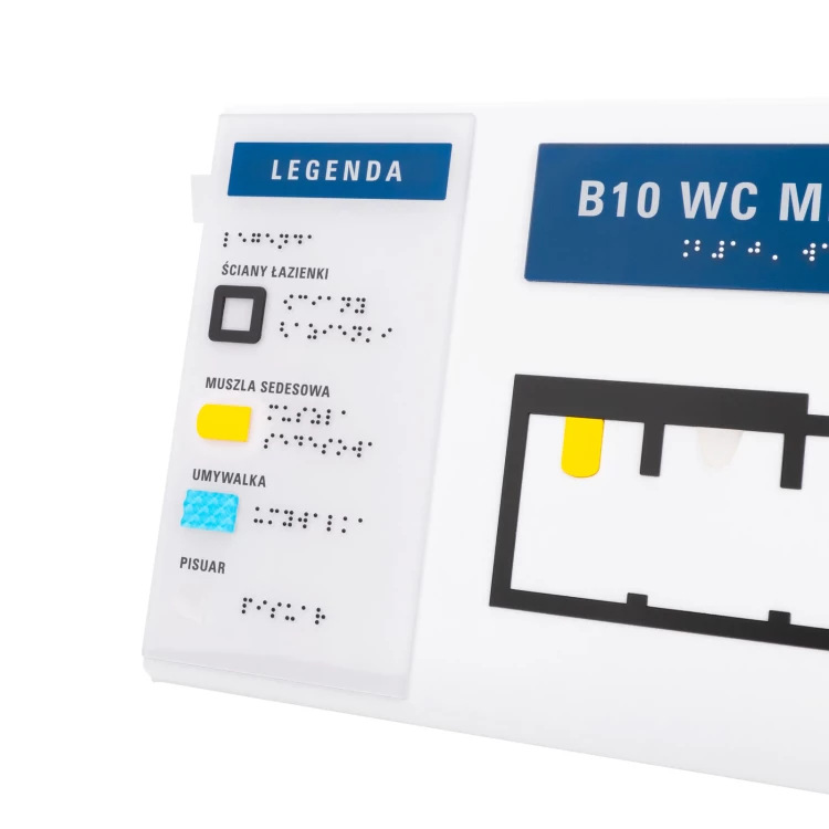 Fliesenplan mit Blindenschrift - ADA Kunststoff, Laminat und Acryl - Dimension 297x210mm - TAB587