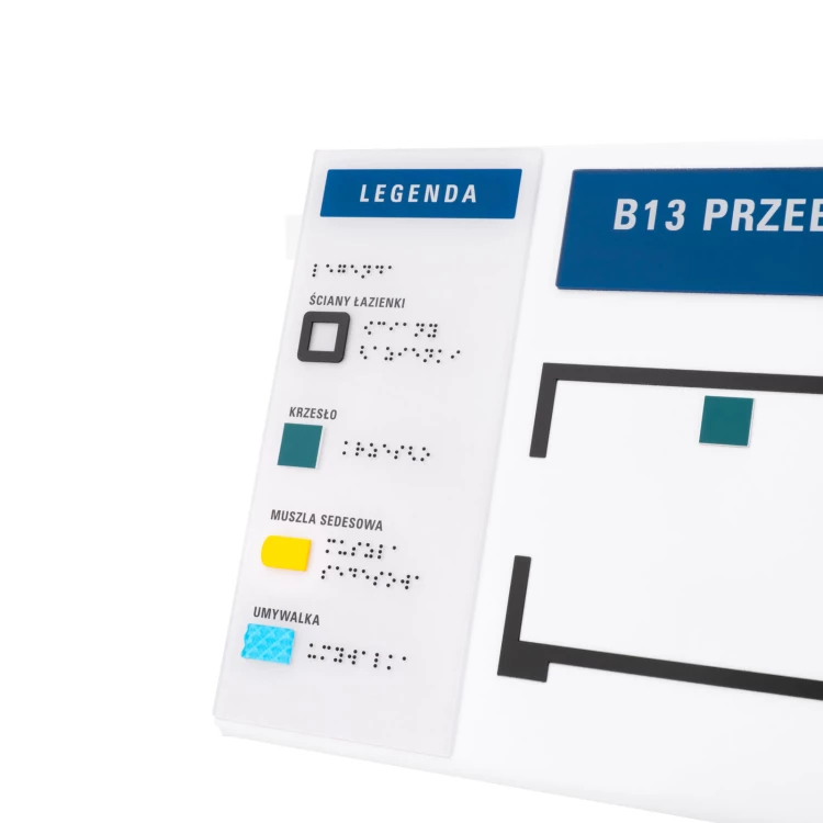 Blindenschriftplan mit Kachelschrift - ADA Material, Laminat und Acryl - Dimension 400x250mm - TAB588