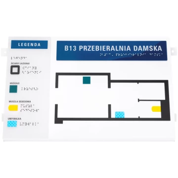 Blindenschriftplan mit Kachelschrift - ADA Material, Laminat und Acryl - Dimension 400x250mm - TAB588