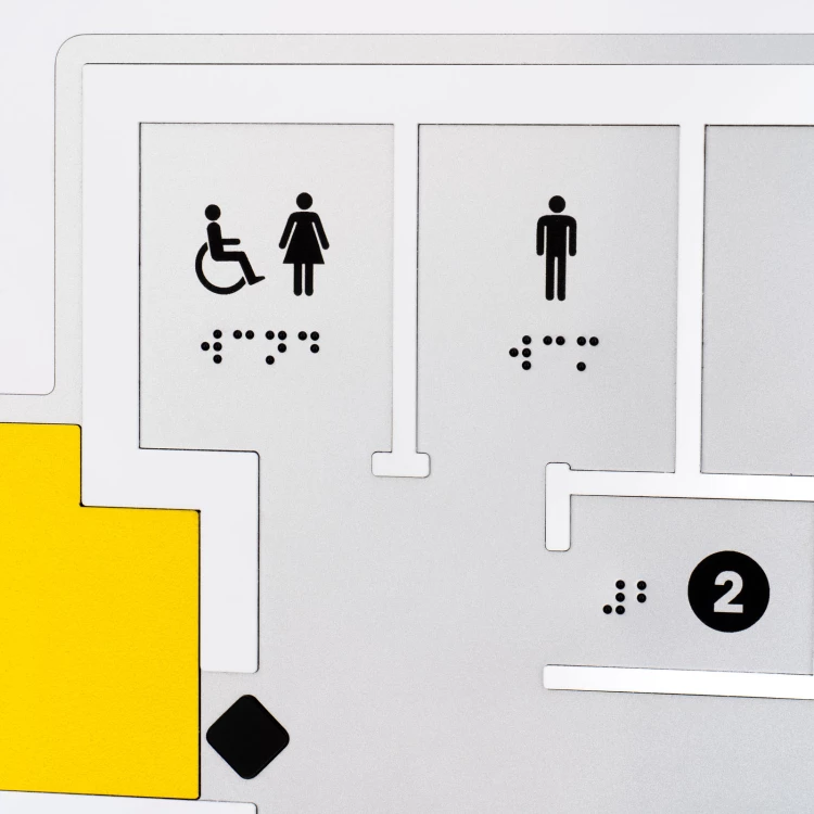 Fliesenplan mit Blindenschrift - ADA Kunststoff, Laminat und Acryl - Abmessung 850x650mm - TAB589