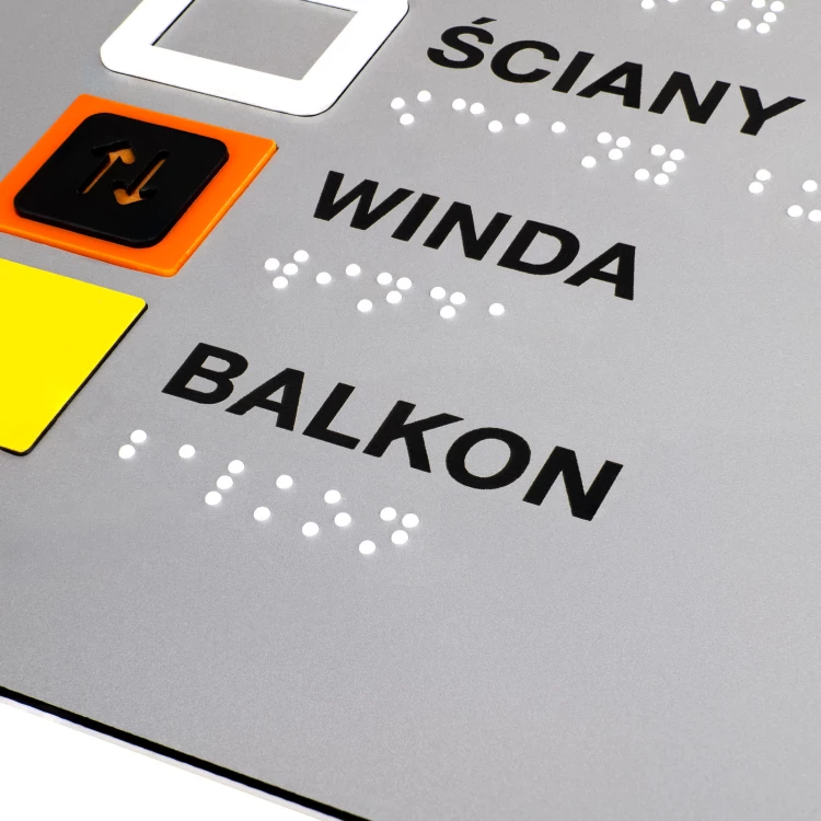 Fliesenplan mit Blindenschrift - ADA Kunststoff, Laminat und Acryl - Abmessung 850x650mm - TAB589