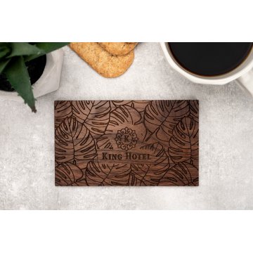 Untersetzer für Tassen 2 Stk. aus massivem Walnussholz - Gravur eines beliebigen Logos, Initialen - Abm. 148x90mm - PDK008