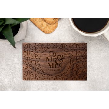 Untersetzer für Tassen 2 Stk. aus massivem Walnussholz - Geschenk für das Brautpaar - Größe 149x86mm - PDK023