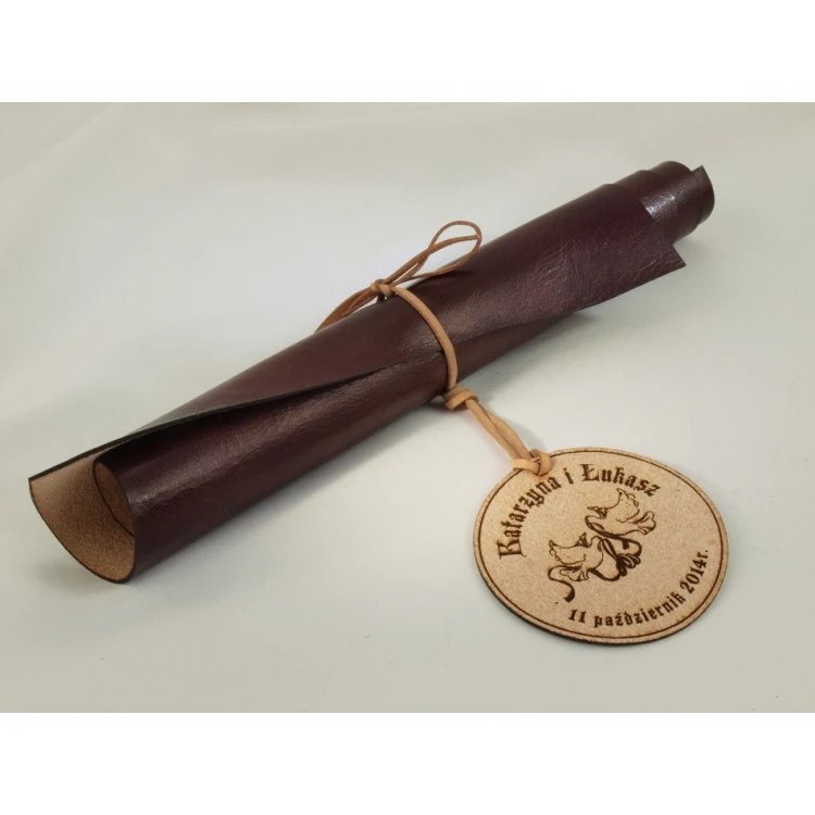 Dankeschön für die Eltern - Lederdiplom mit Medaille, gebunden mit einem Riemen - DSK006