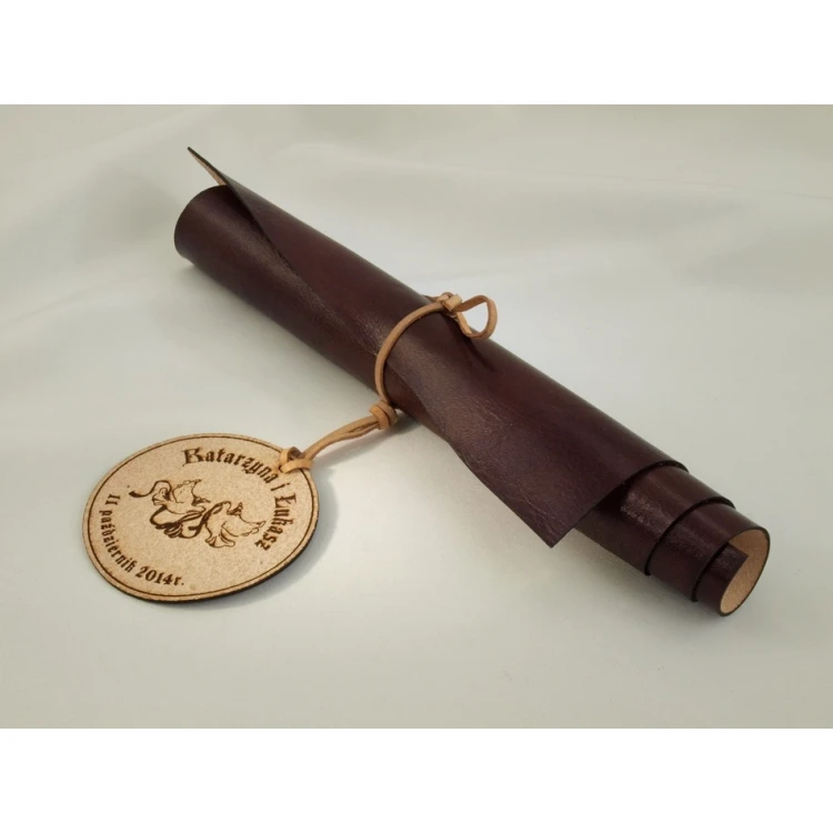Dankeschön für die Eltern - Lederdiplom mit Medaille, gebunden mit einem Riemen - DSK006