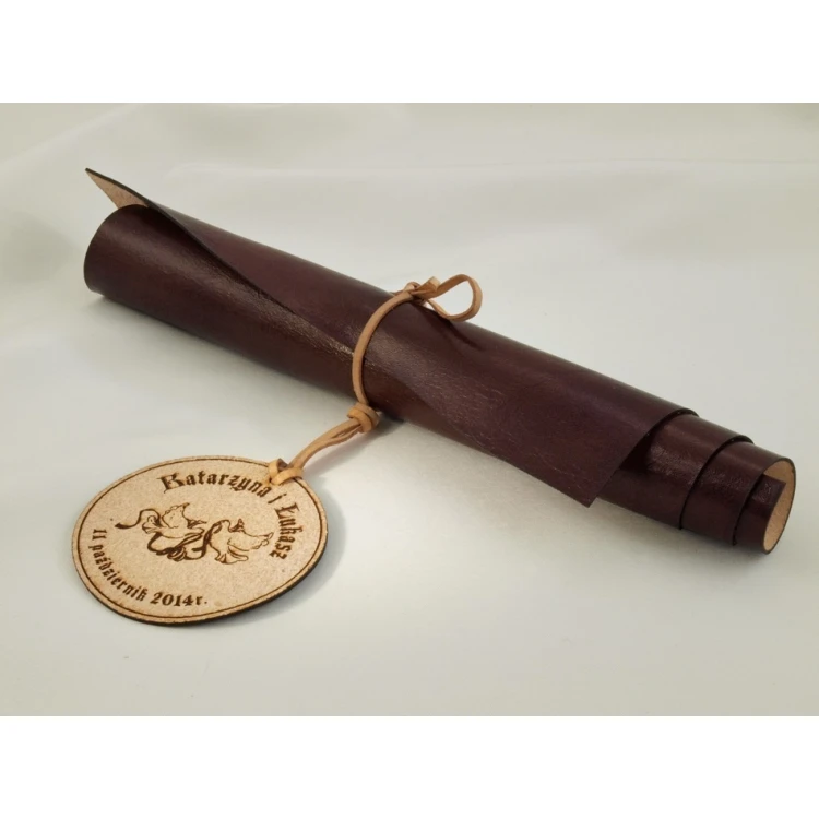 Dankeschön für die Eltern - Lederdiplom mit Medaille, gebunden mit einem Riemen - DSK006