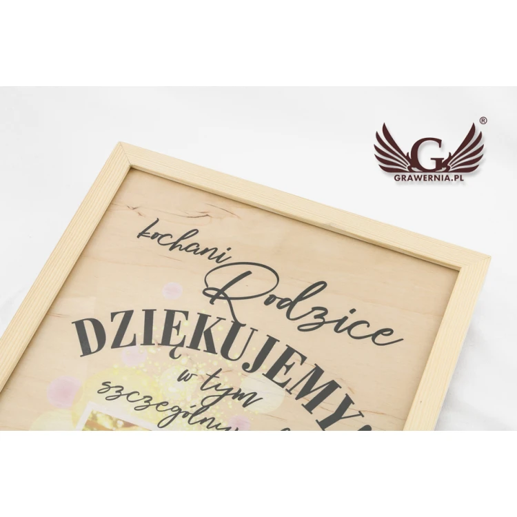 Dankeschön für die Eltern - Diplom in einem Holzrahmen - A3 - farbiger UV-Druck - DUV032