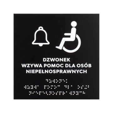 Hilfe für Behinderte - Platte aus schwarzem mattiertem Acryl - Größe 150x150mm - TAB575