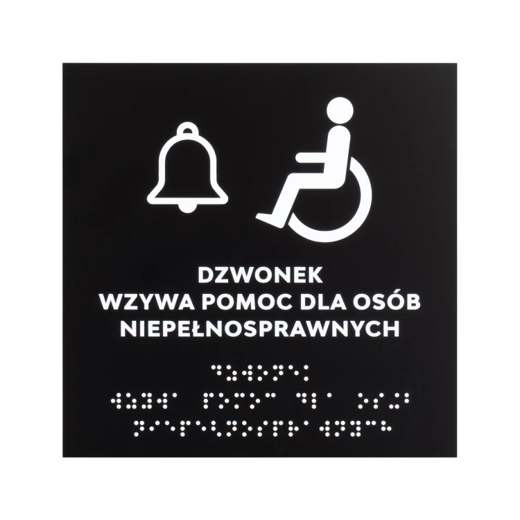 Hilfe für Behinderte - Platte aus schwarzem mattiertem Acryl - Größe 150x150mm - TAB575