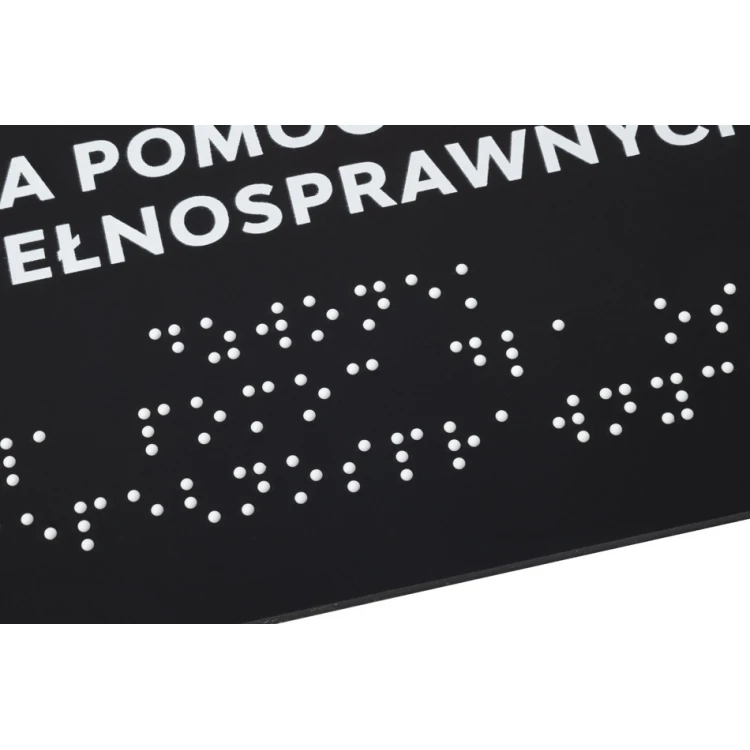 Hilfe für Behinderte - Schild mit Braille-Schrift - mattes schwarzes Acryl - Größe 180x170mm - DARK - TAB425