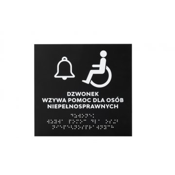 Hilfe für Behinderte - Schild mit Braille-Schrift - mattes schwarzes Acryl - Größe 180x170mm - DARK - TAB425