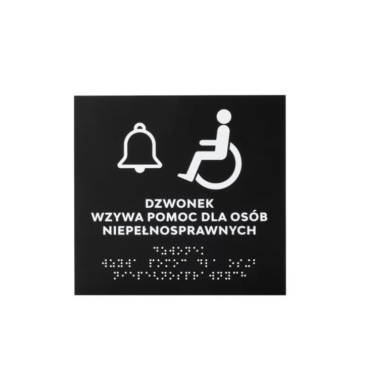 Hilfe für Behinderte - Schild mit Braille-Schrift - mattes schwarzes Acryl - Größe 180x170mm - DARK - TAB425