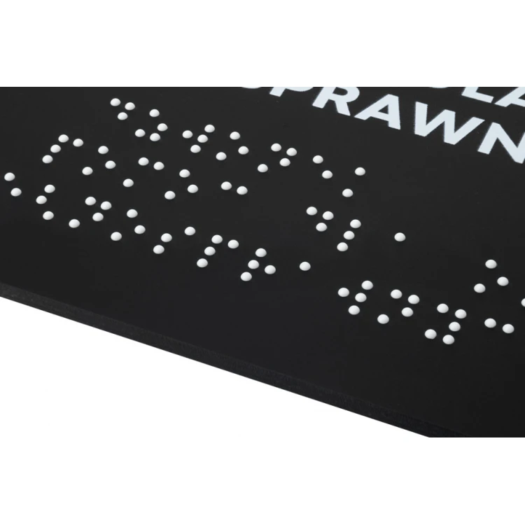 Hilfe für Behinderte - Schild mit Braille-Schrift - mattes schwarzes Acryl - Größe 180x170mm - DARK - TAB425