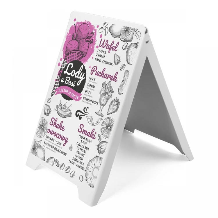 Werbeaufsteller A2 - 420x594mm mit beliebigem UV-Druck - PT002