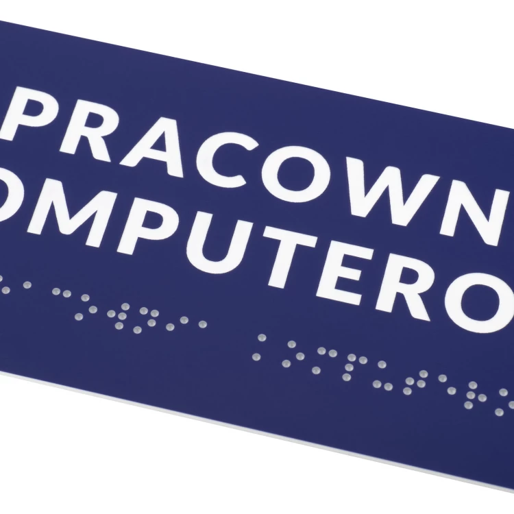 Computerraum - Tür- oder Wandtafel mit Braille-Schrift - Größe 200x80mm - TAB558