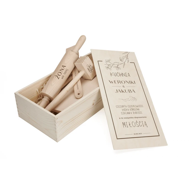 Geschenk für das junge Paar - Nudelholz, Brett, Löffel, Schläger, Sieb, Stößel, Muddler - PDM003