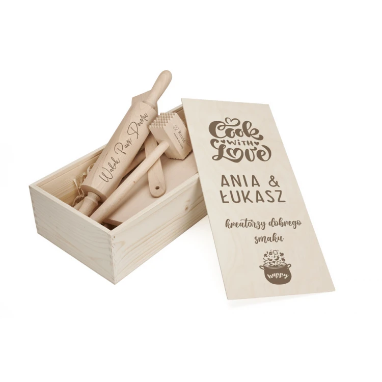 Geschenk für das junge Paar - Nudelholz, Brett, Löffel, Schläger, Sieb, Stößel, Muddler - PDM004