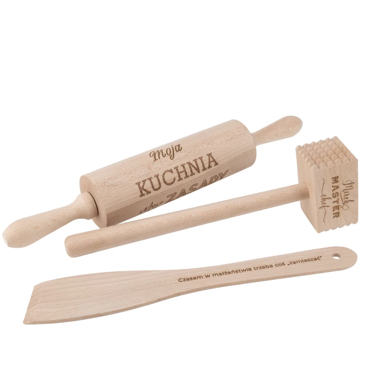 Geschenk für das junge Paar - Nudelholz, Brett, Löffel, Schläger, Sieb, Stößel, Muddler - PDM005