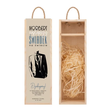 Geschenk für den Trauzeugen - Holzkiste für Alkohol mit Namen - Abm. 110x360mm - SK100