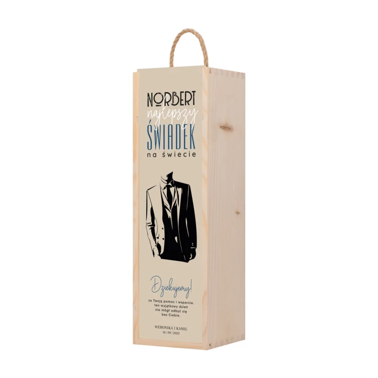 Geschenk für den Trauzeugen - Holzkiste für Alkohol mit Namen - Abm. 110x360mm - SK100