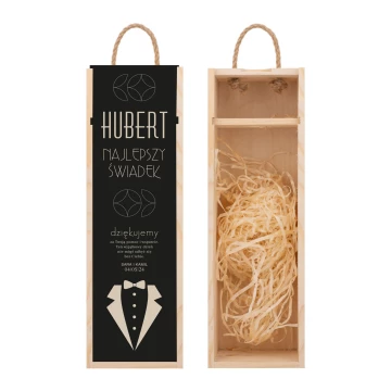 Geschenk für den Zeugen - Holzkiste für Alkohol mit Namen - Abm. 110x360mm - SK098